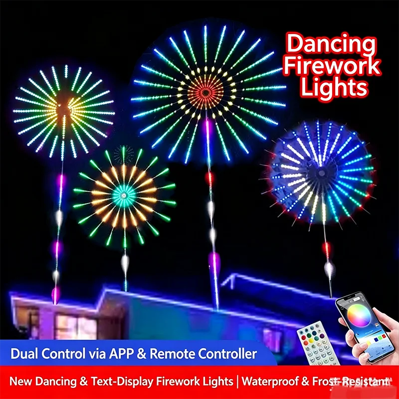 Firework Lights, 2026 New Outdoor Waterproof Lights, Programmable by PC, Electronic Firework Lamp for Yard Park Lighting