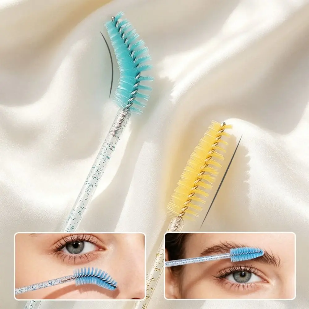 Gradient Color Eyelash Brush Crystal Handle Portable Mascara Wand Butterfly Pendant Precision Bristles Eyebrow Brush Applicator