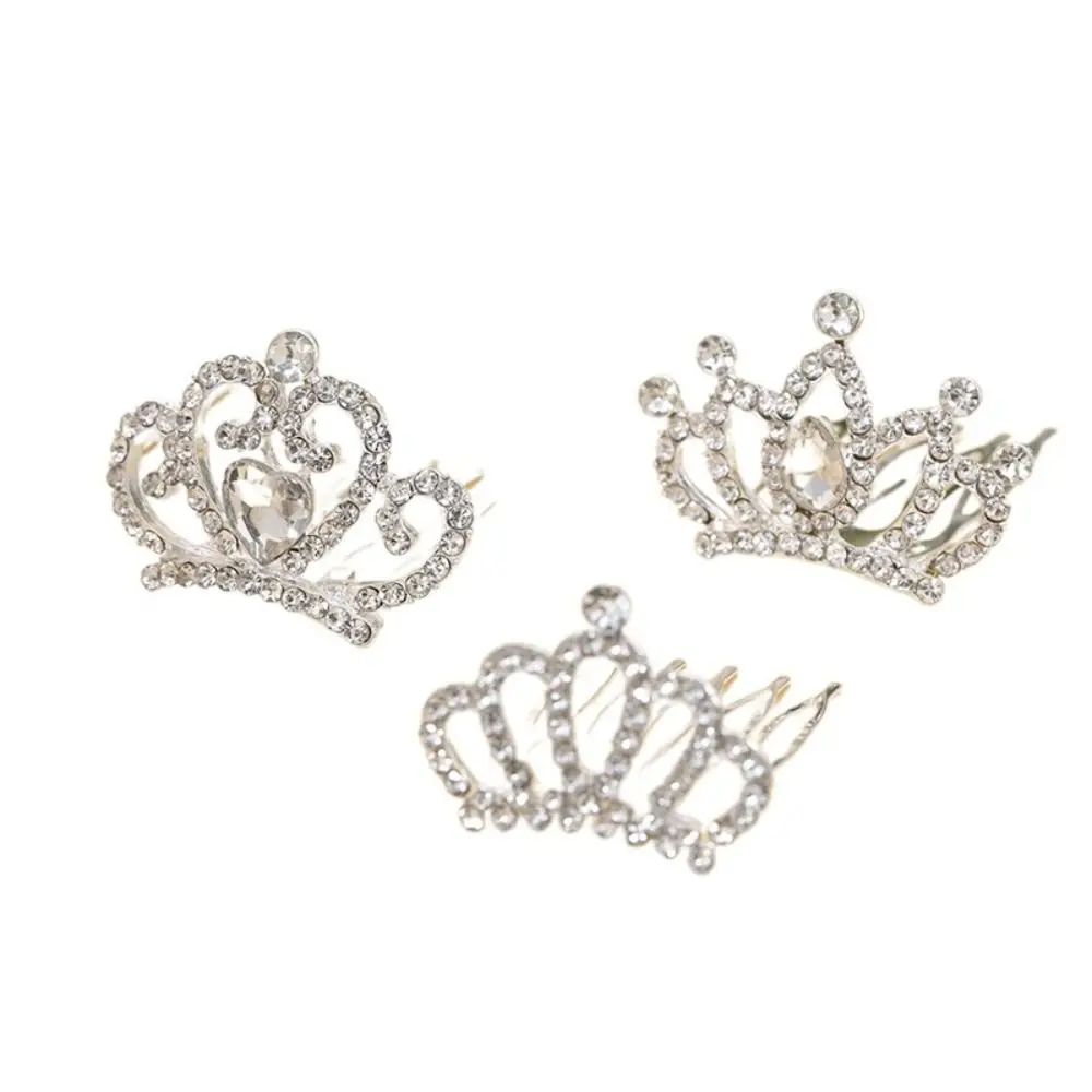 Flower Crystal Crown Hair Comb Love Heart Star Children Tiara Headband Hollow Korean Style Rhinestone Hairpins Ladies/Children