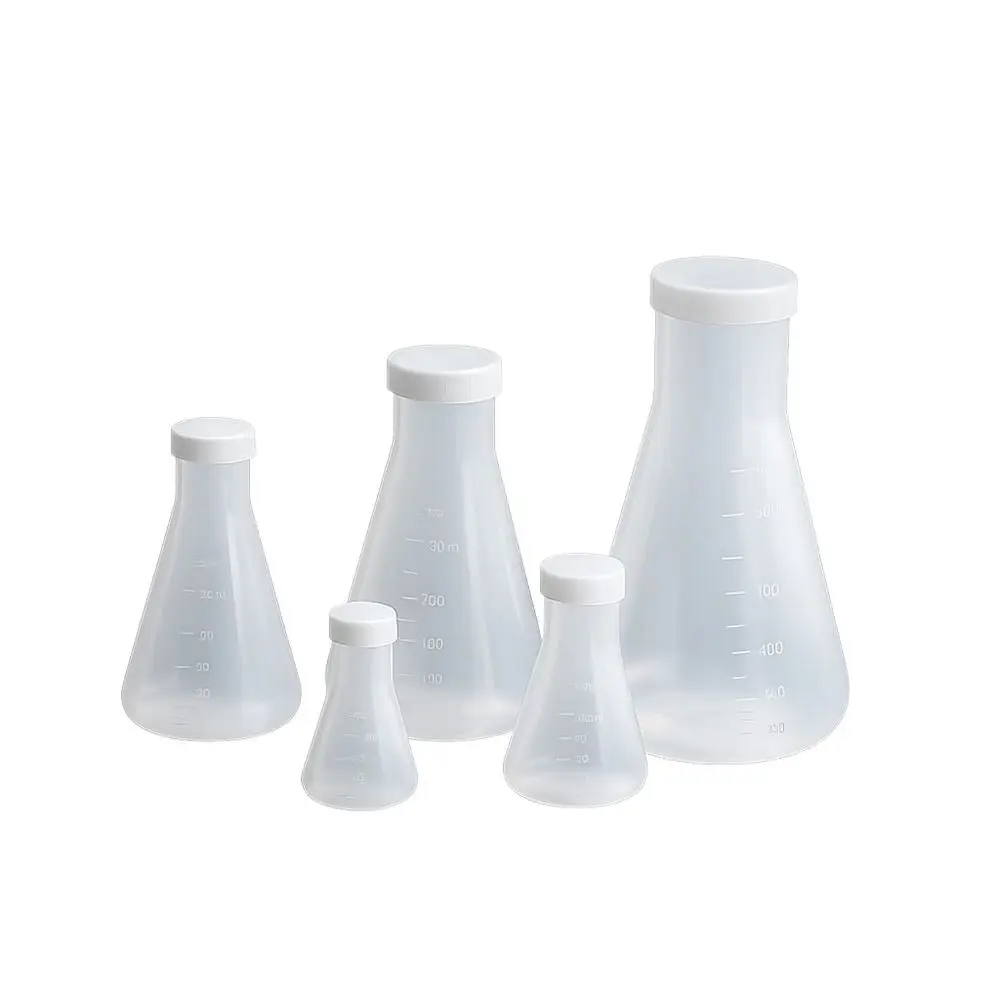 50ml/100ml/250ml/500ml Plastic Erlenmeyer Flask Plastic Scaled Measuring Lab Beaker With Screw Lid Scaled Measuring Cup