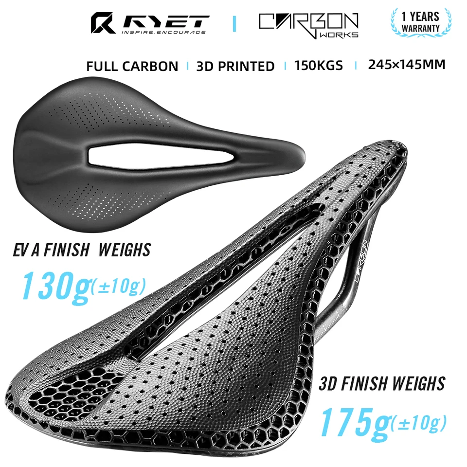 RYET Carbon 3D Printed Saddle 145MM Ultralight 130g 7*9 Bike