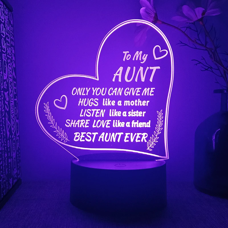 Personalized Gift For Aunt Led Lamp For Bedroom Best Aunt Ever Bedside Rechargeable Creative Night Lights Birthday Gift