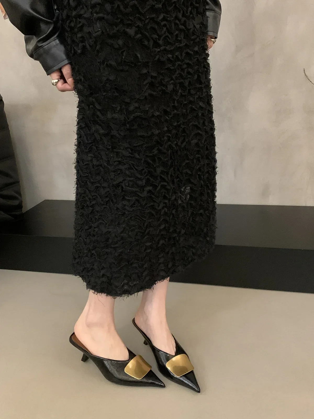 2026 Designer Spitze Damen-Mules Sexy Dünne Hohe Absätze Stripper-Schuhe Frühling Herbst Schlichte Damenschuhe – Detail 4