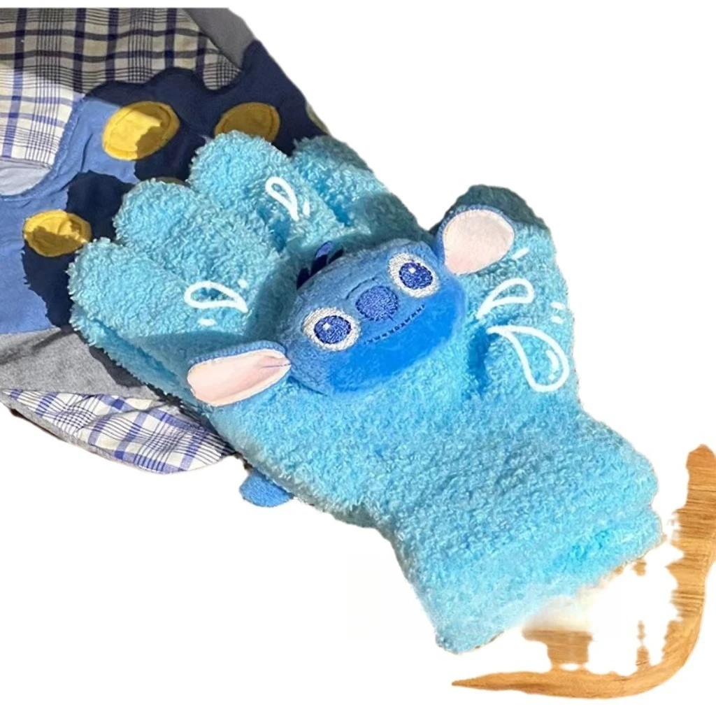 قفازات ديزني اللطيفة للخريف والشتاء، قفازات ركوب الطلاب من المخمل المرجاني الدافئ اللطيف السميك، نزهة كرتونية بنمط جديد