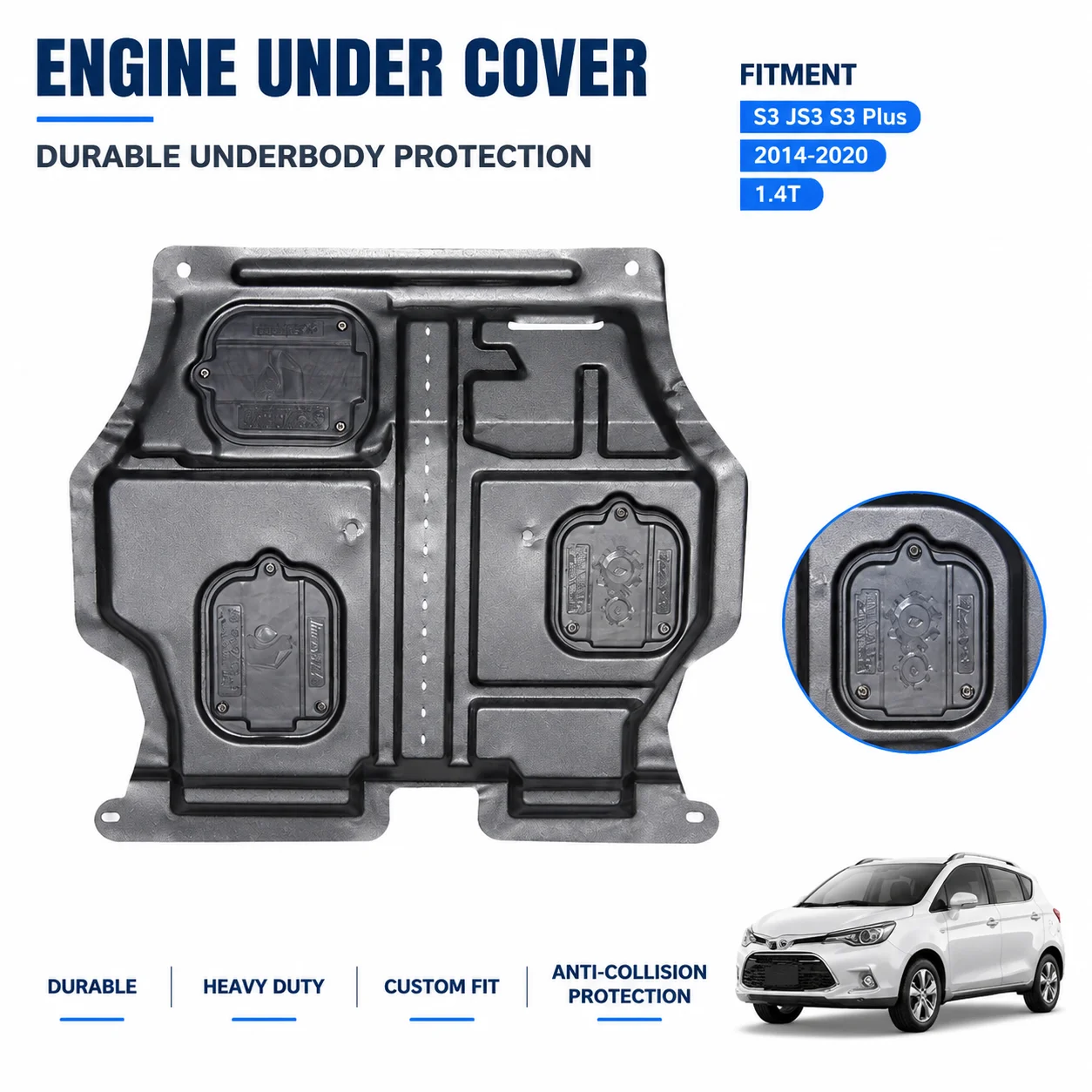 For JAC Refine S3 JS3 S3 Plus 2014-2020 Under Engine Shield Heavy Duty Underbody Protection Custom Fit Road Debris Defense