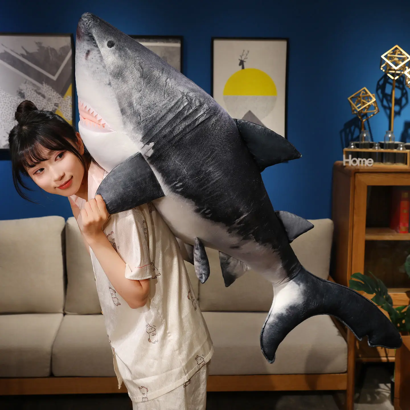 

135CM Giant Simulation Shark Plush Toys Cute Stuffed Shark Kids Children Boys Girls Lovely Animal Pillow for Birthday Gifts