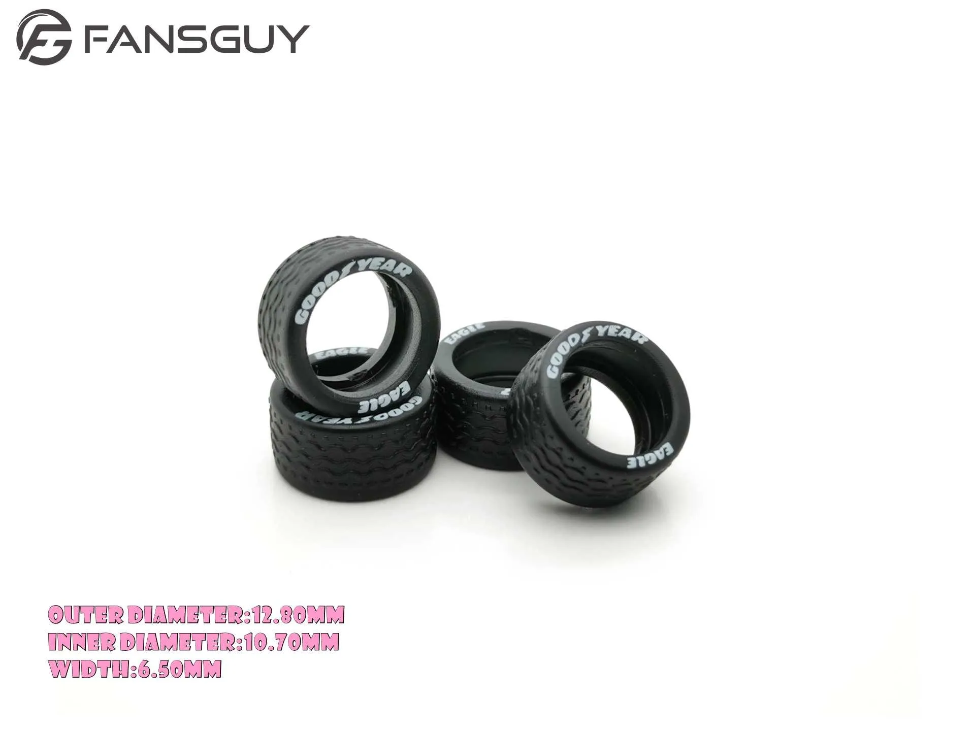 FANSGUY 1/64 Erwachsenen-Automodell-Radteile Gummireifen 1 Set 10,8mm/11mm/12,8mm/13mm/14,5mm/16,9mm Druck-Schriftserien – Detail 3