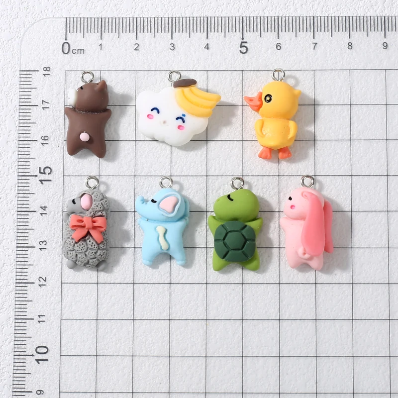 10Pcs Resin Pendant Cartoon Turtle Bunny Elephants Charm For Handmade Jewelry Making DIY Bracelet Necklace Earrings Accessories