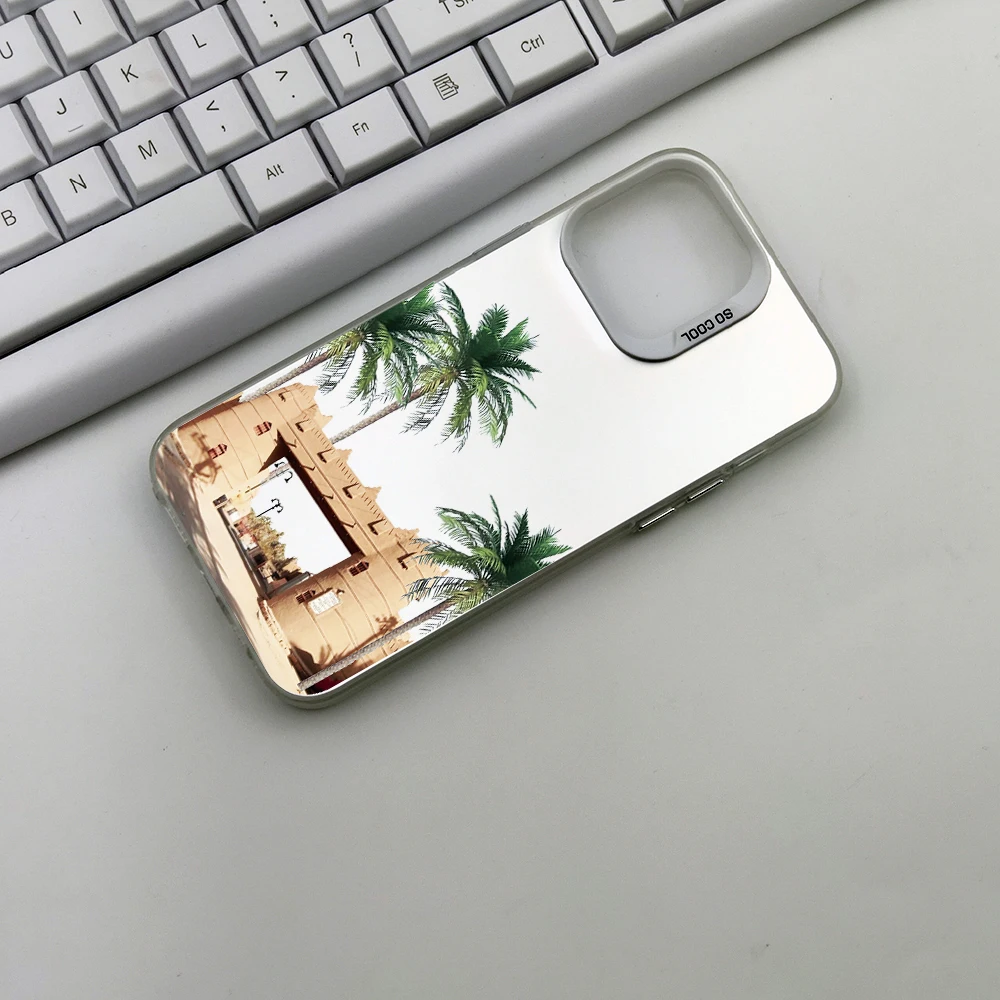 الفاخرة المملكة العربية السعودية شجرة جوز الهند جراب هاتف آيفون 12 13 14 15 برو ماكس 11 16 زائد 17 برو الهواء غطاء الهاتف Fundas