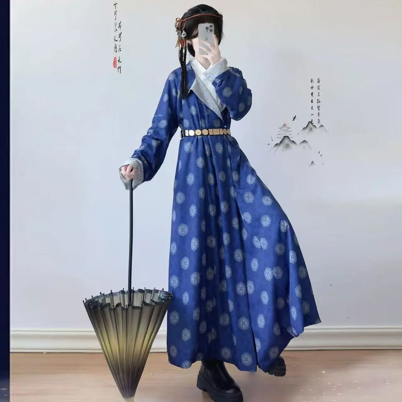 Tang Dynasty Hanfu Men Women Traditional Chinese Round Neck Robe Thicken Velvet Printing Stage Clothing Carnival Event COS Suit - Image 5