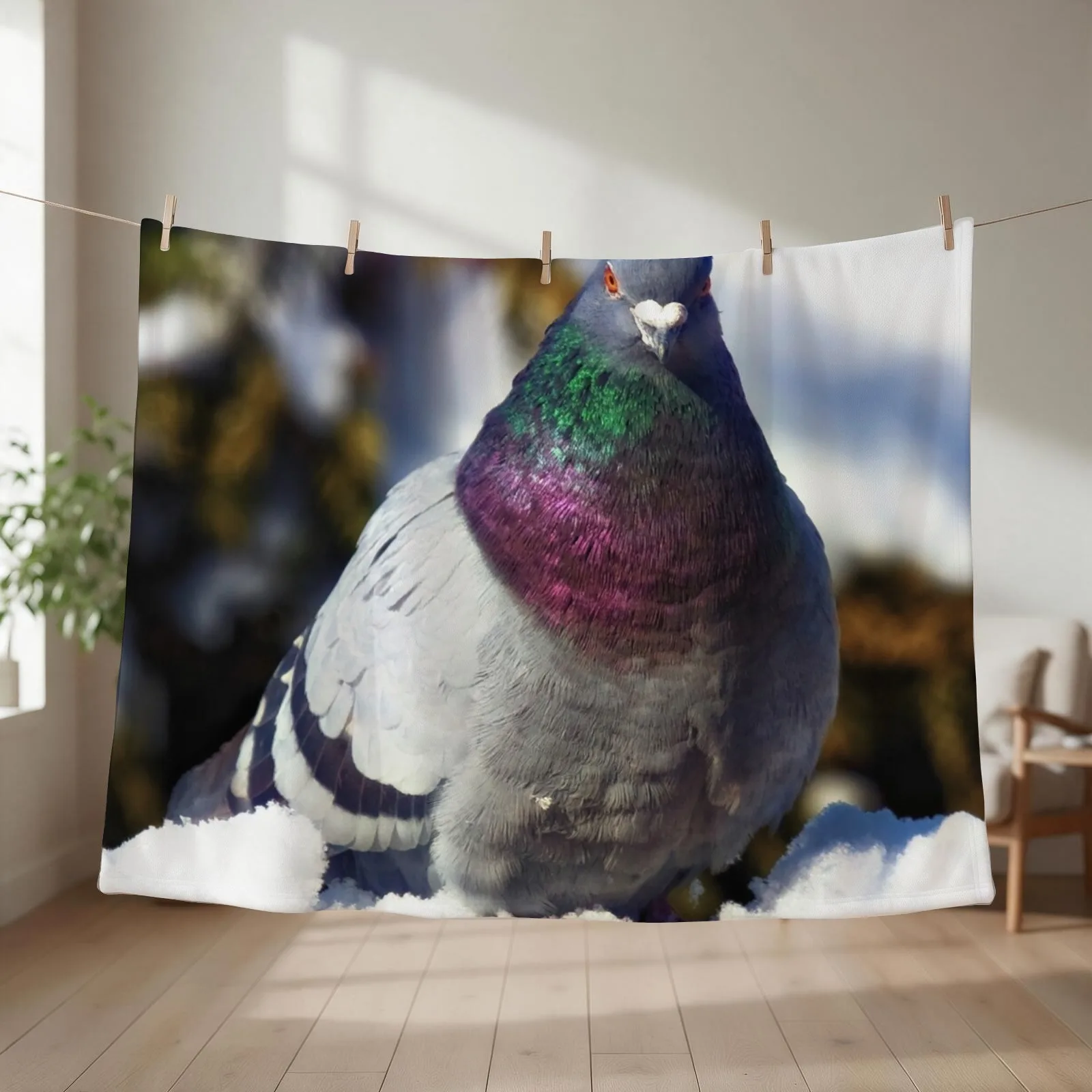 Cute Feral Pigeon Throw Blanket couch cozy soft plush fuzzy picnic outdoor blanket