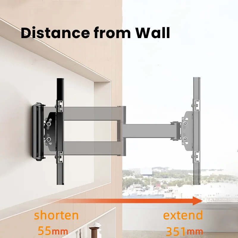 BEISHI Full Motion TV Wall Mount for 40-80 Inch TVs, Hold up to 121lbs, Max VESA 600x400mm, Swivel Tilt Dual Arm Easy Assembly view 5