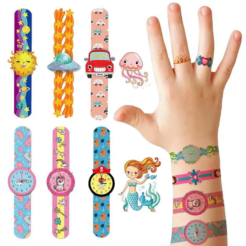 Cartoon Watch Tattoo Stickers Waterproof Fake Tattoo for Kids Arm Safety Lasting Temporary Tattoo Children Dinosaur Tattoos