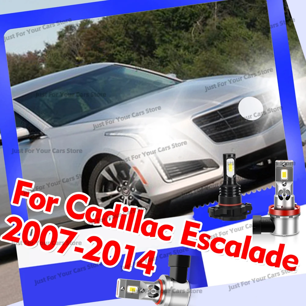 2/6x LED Headlights 12V Fog Bulbs 6000K For Cadillac Escalade 2007 2008 2009 2010 2011 2012 2013 2014 Wireless Head Lamp 30000LM