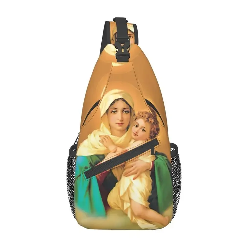 

Fashion Our Lady Of Schoenstatt Crossbody Sling Backpack Men Virgin Mary Catholic Saint Shoulder Chest Bags for Camping Biking