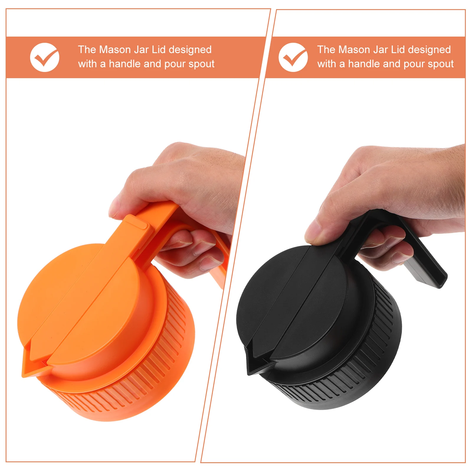 

2 Pcs Wide Mouth Mason Jars Lids Plastic for Glass Containers Juice Reusable Canning Sealing with Handle