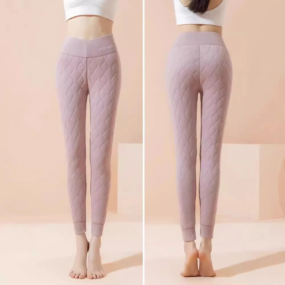 Pantalones térmicos de lana 100% para mujer, mallas gruesas con forro polar de cintura alta para invierno, ло onderdelenроткие жletiе PT-622