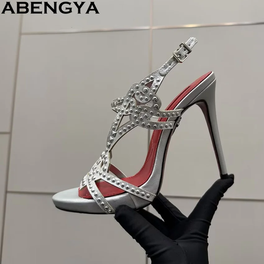 

Super High Heels Sandals Women Rivet Studded Platform Party Shoes For Women Summer Back Strap Women's Gladiator Sandalias Mujer