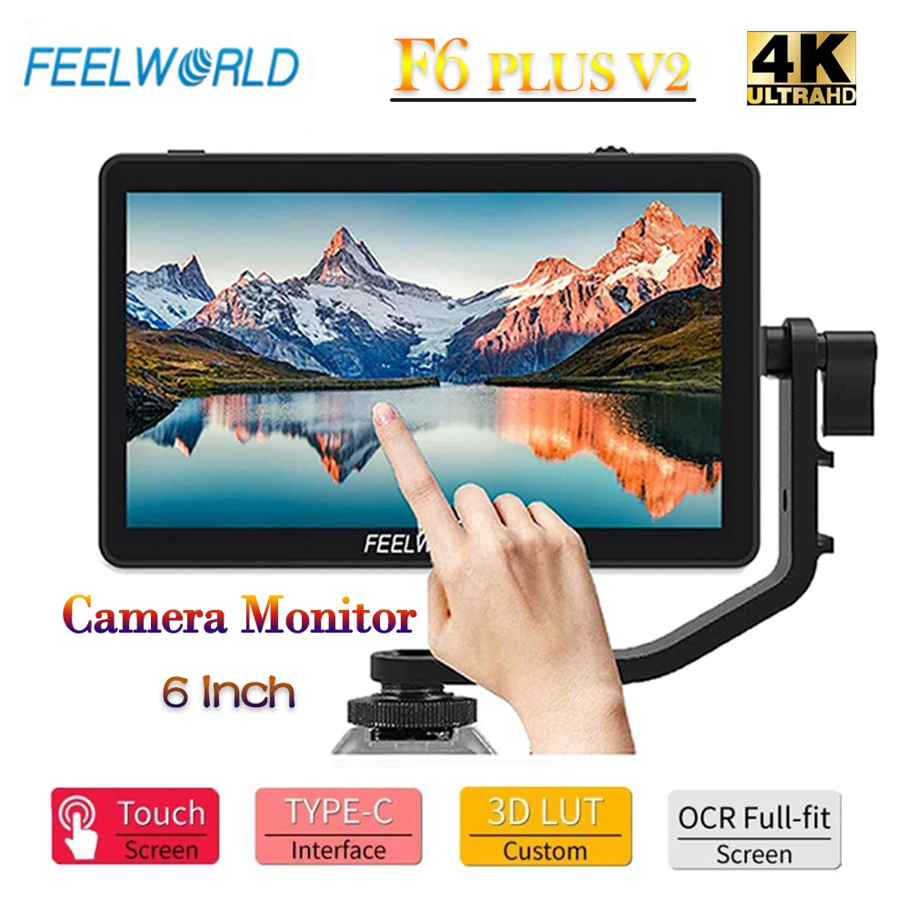 FEELWORLD F6 PLUS V2 6 Inch Camera DSLR Field Monitor 3D LUT Touch Screen IPS FHD 1920x1080 Video Focus Assist Support 4K HDMI