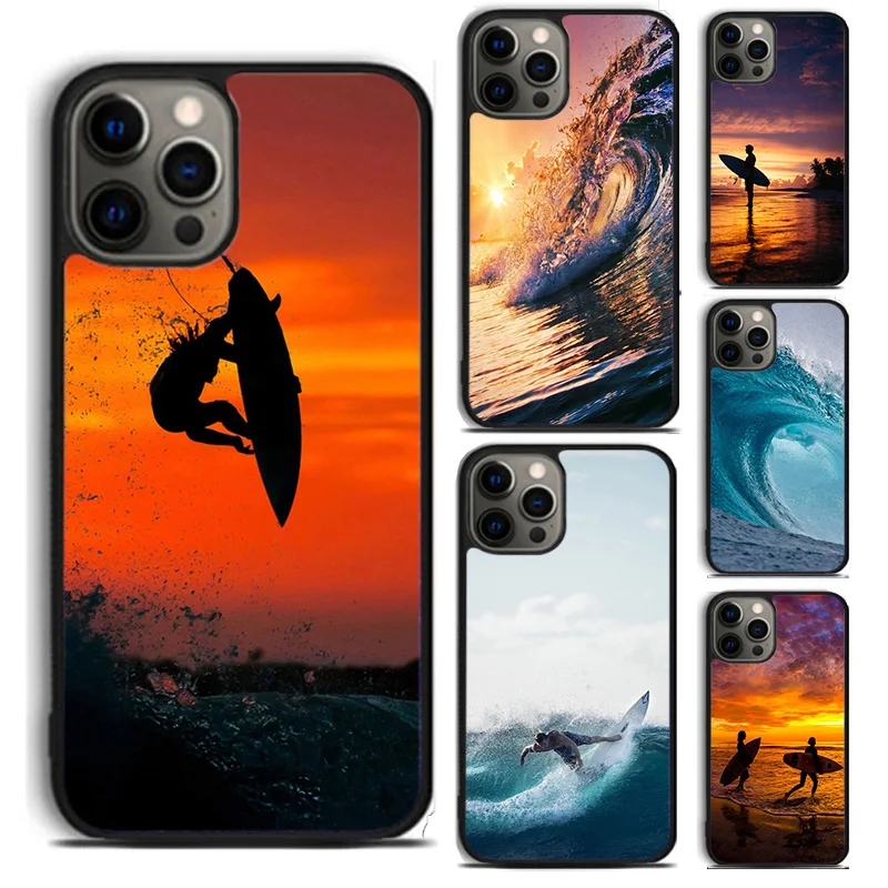 Surfinga Beach Surfboard Wave phone Case For iPhone 16 15 14 Plus X XR XS apple 16 11 12 13 mini Pro Max coque