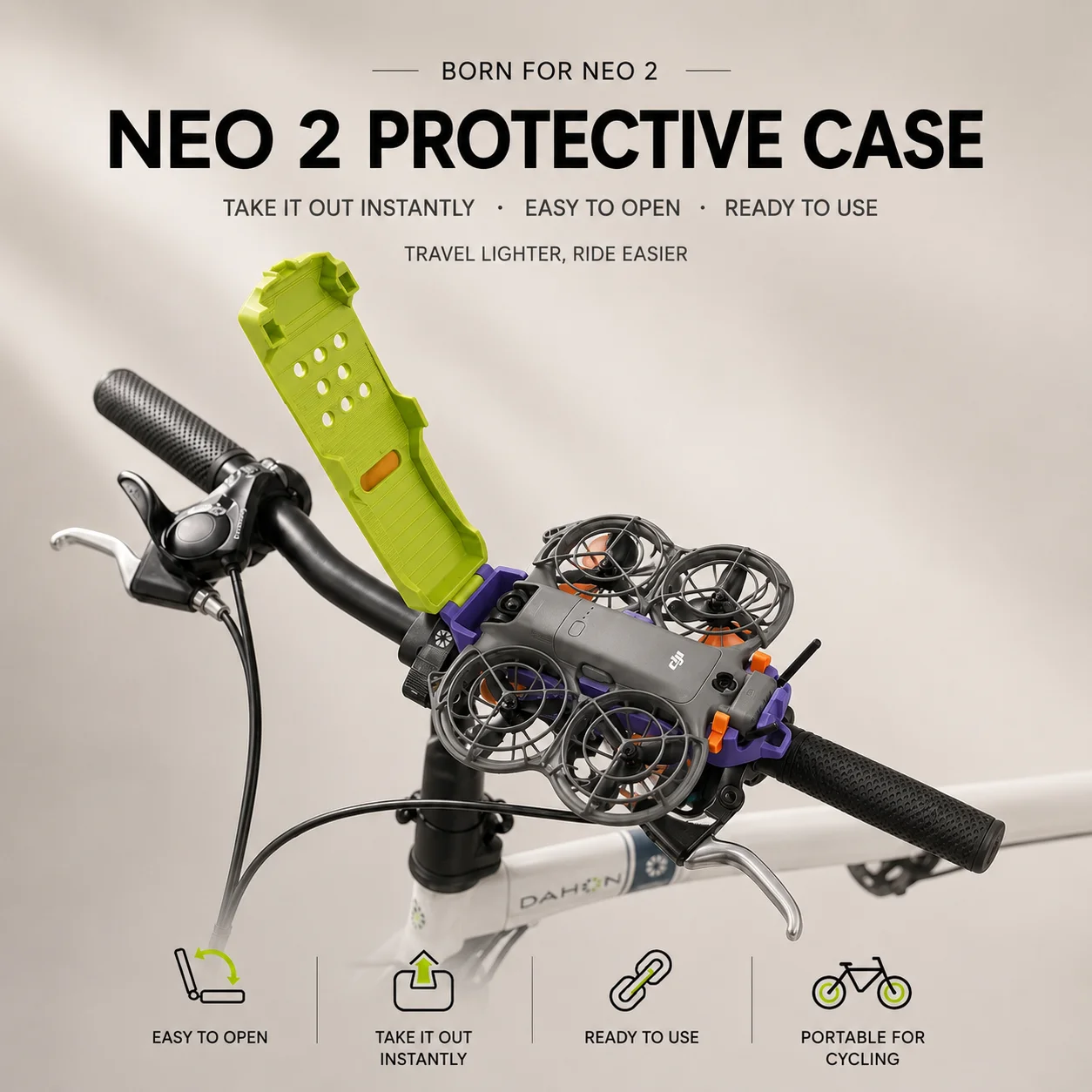 

3in1 For DJI Neo 2 Quick Protective Shell Backpack Hook Fixed Buckle Equipped with Bicycle Mounting Bracket