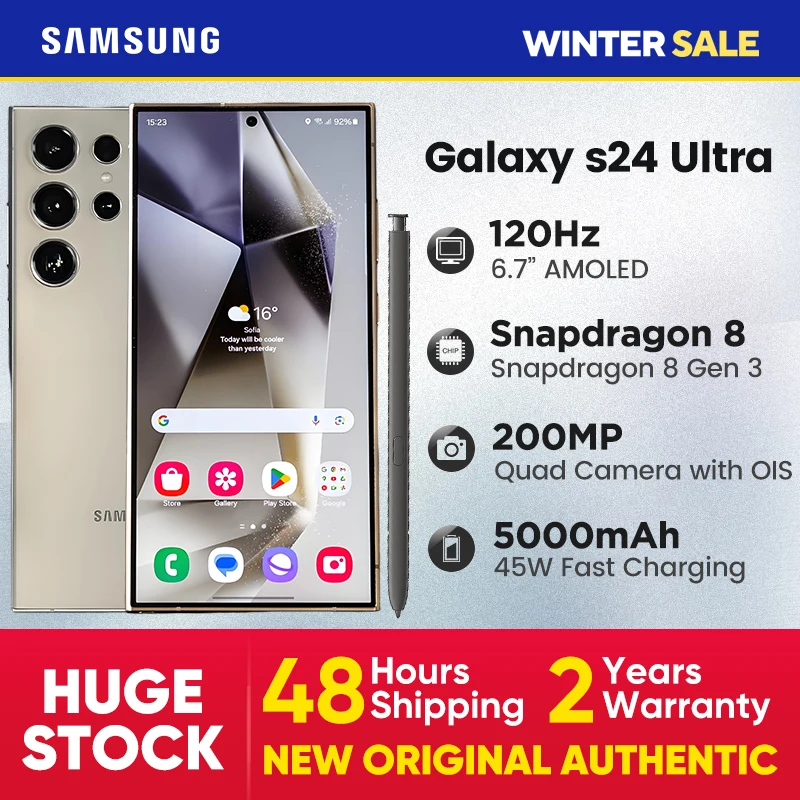 Samsung S24 Ultra Original Phone 5G Smartphone Snapdragon Gen 3 Android Mobile 2024 New Flagship Cellphone