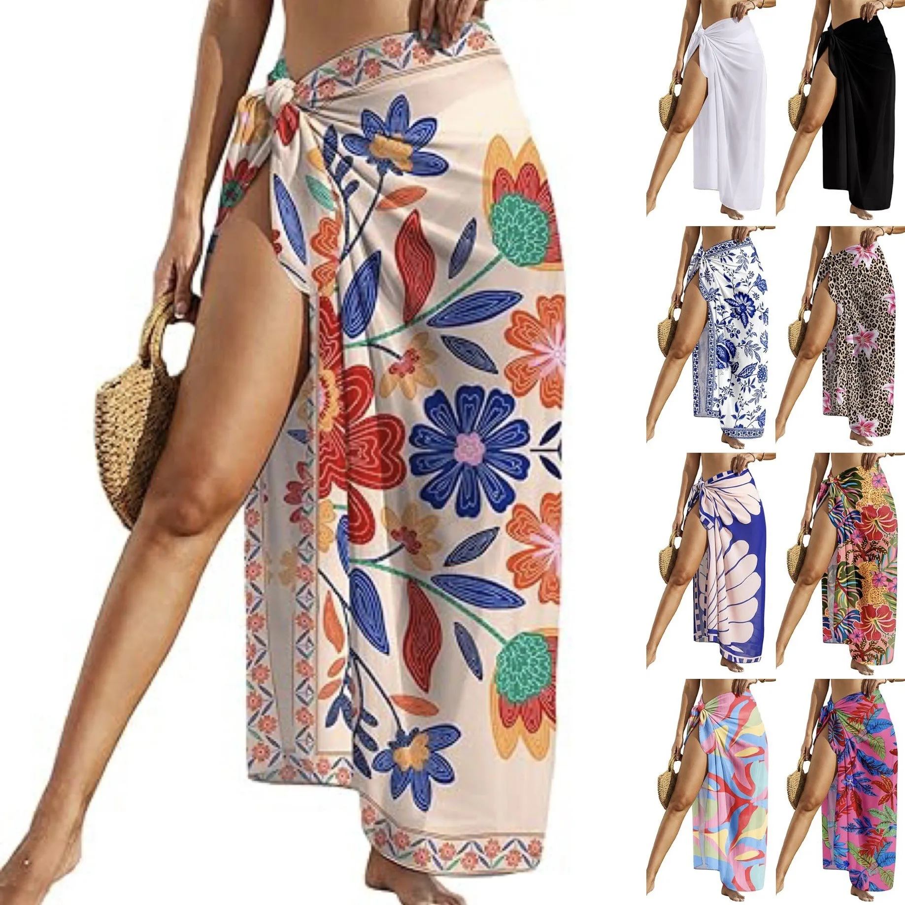 Printed Wrap Skirt - Pareo Dress Printed Beach Women's Beachwear