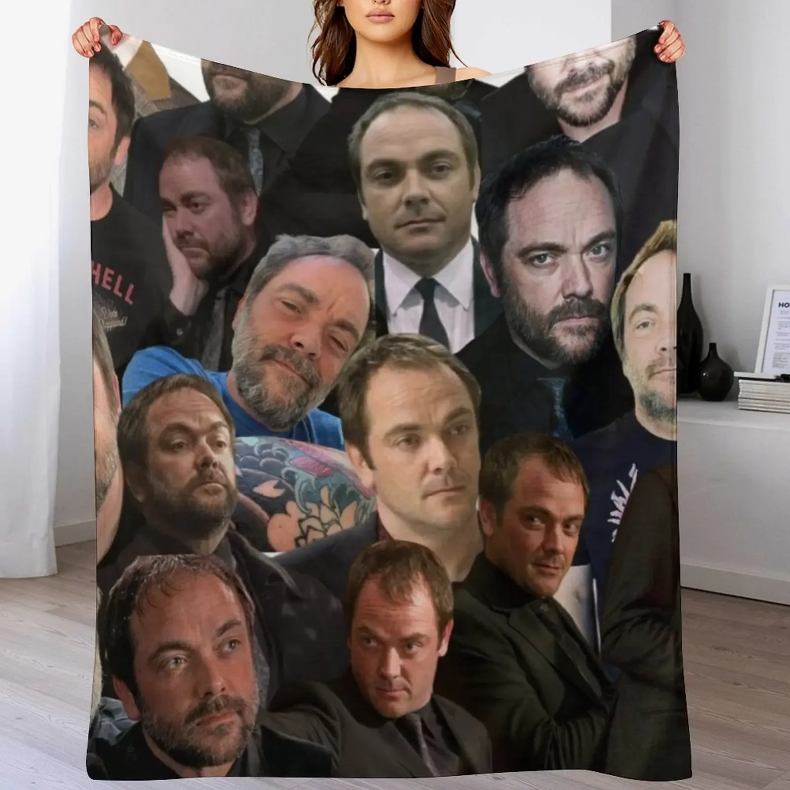 Mark Sheppard photo collage Throw Blanket Stain Resistant Cozy Warm Blanket