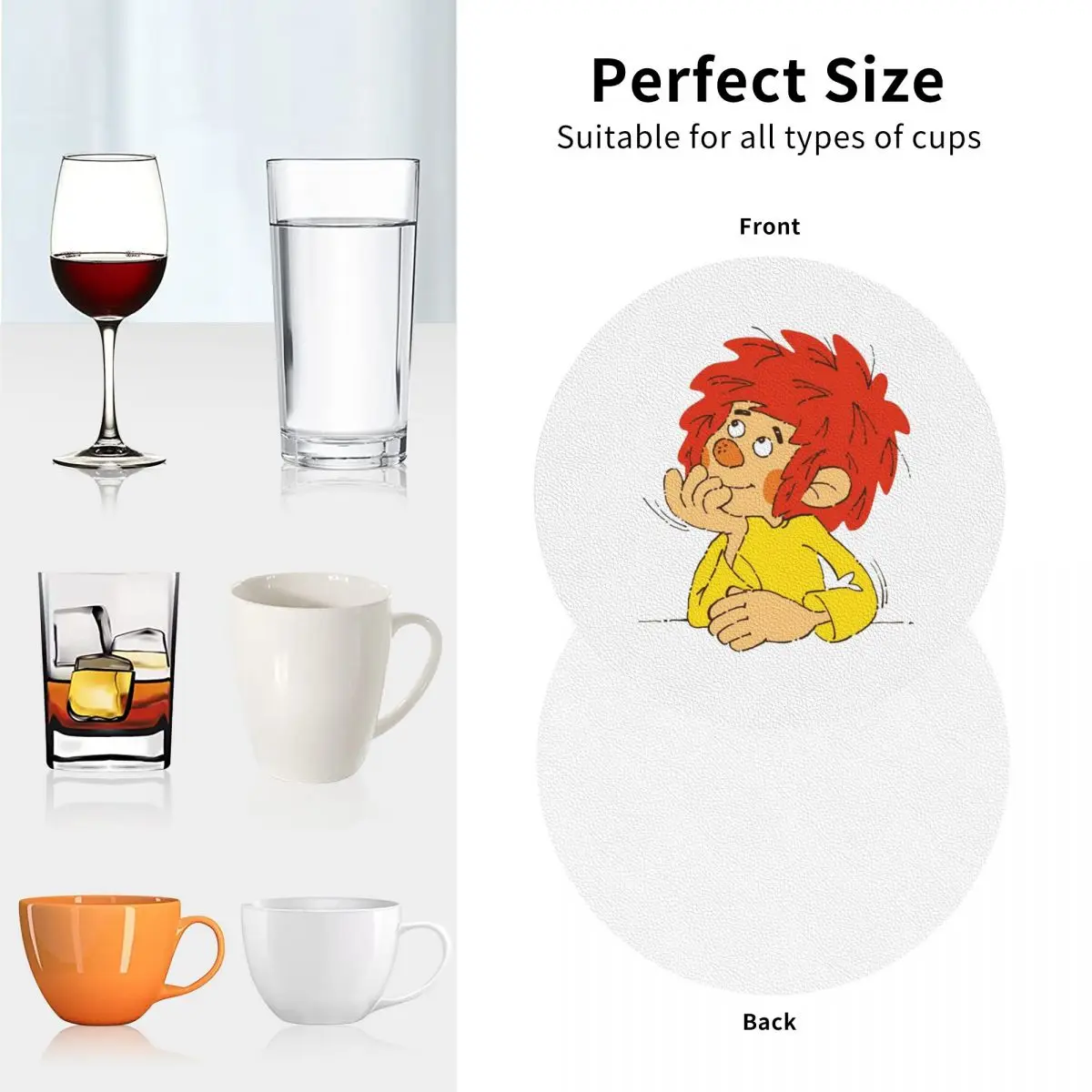 Pumuckl Charaktere 코스터 주방 플레이스매트 미끄럼 방지 단열 컵 커피 매트 장식용 홈 테이블웨어 패드 4개 세트