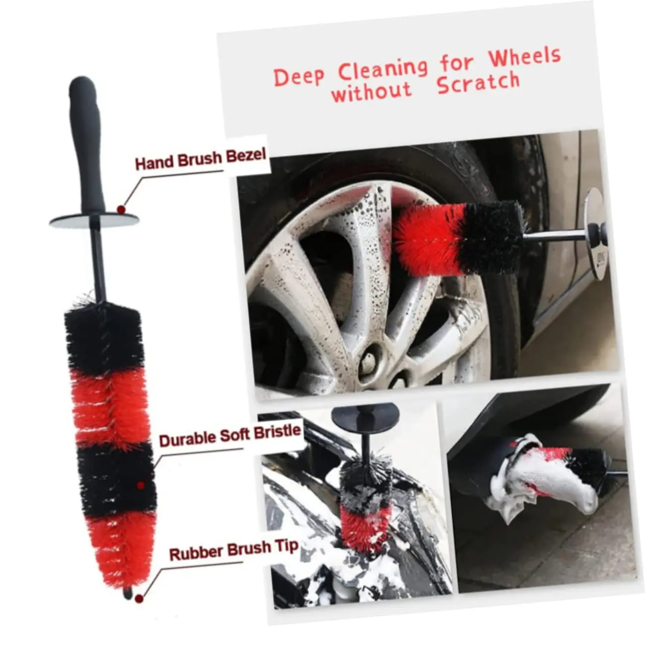 1/2PCS Car Wheel Hub Brush Tire Descaling Steel Wire Brush Gap Cleaning Washing Brush Engine Wheel Long Handle Brush