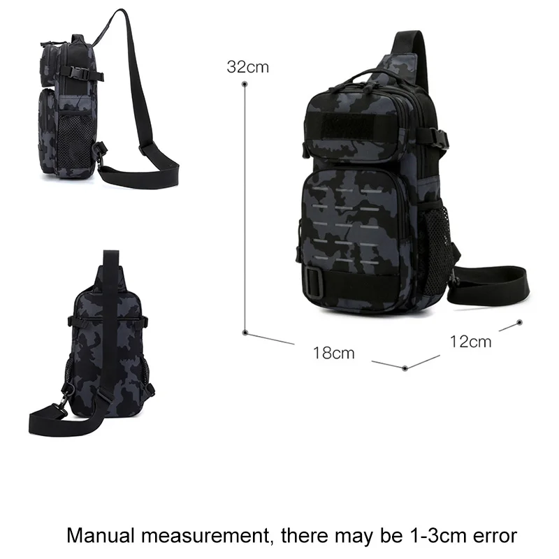 Tactical Sling Shoulder Bags Waterproof Night Reflective Strip Pack EDC New Molle Chest Bag 10L Capacity Wear-resisting black