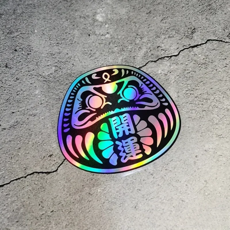 Daruma JDM Holographic Sticker 1PC Waterproof Scratch Resistant Vinyl Decal for Car Window Bumper Motorcycle Fuel Tank Decor