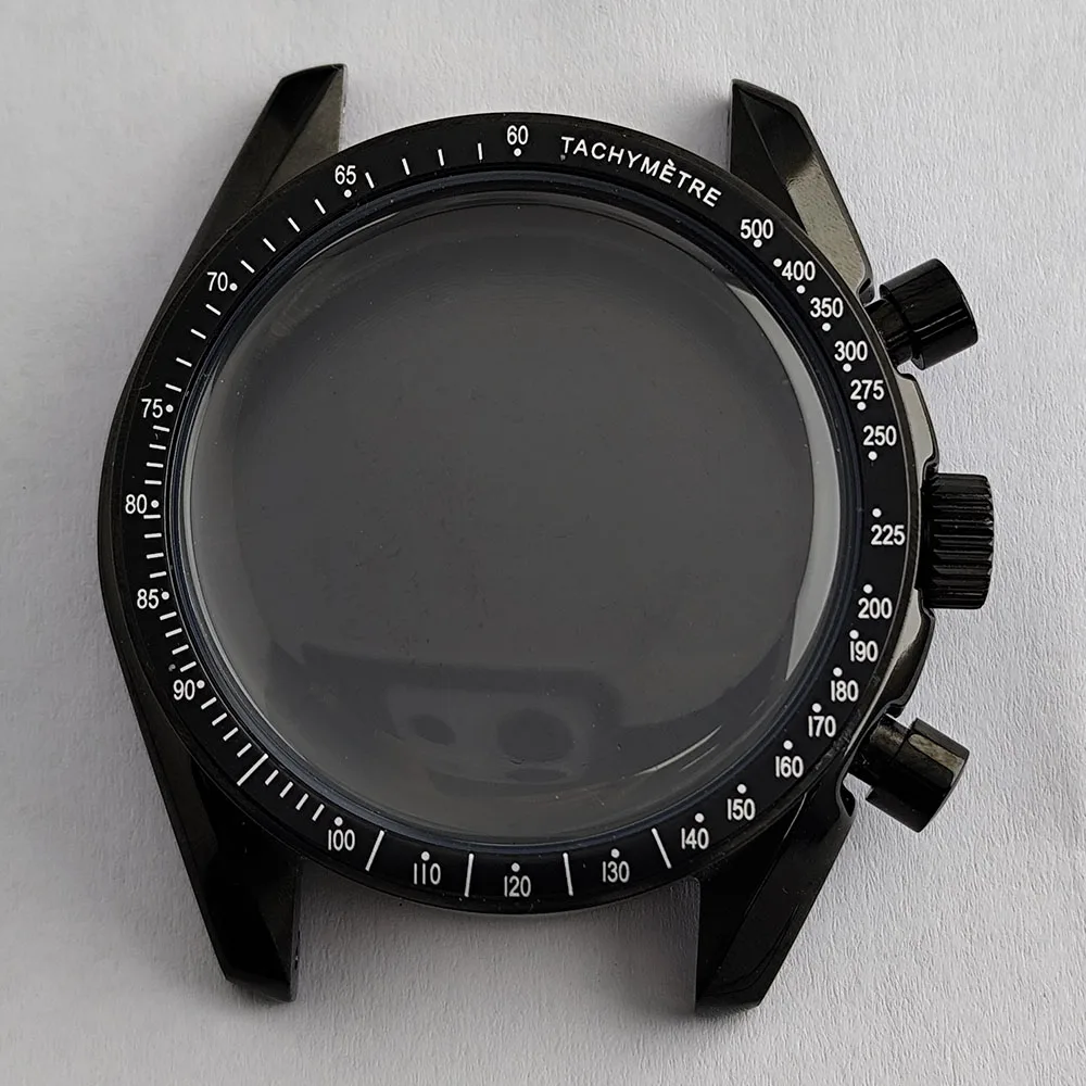 ساعة VK63 هيكل أسود/فضي 39.7 ملم حافظة من الفولاذ المقاوم للصدأ مناسبة لعلبة حركة VK63vk63A حزام 20 ملم