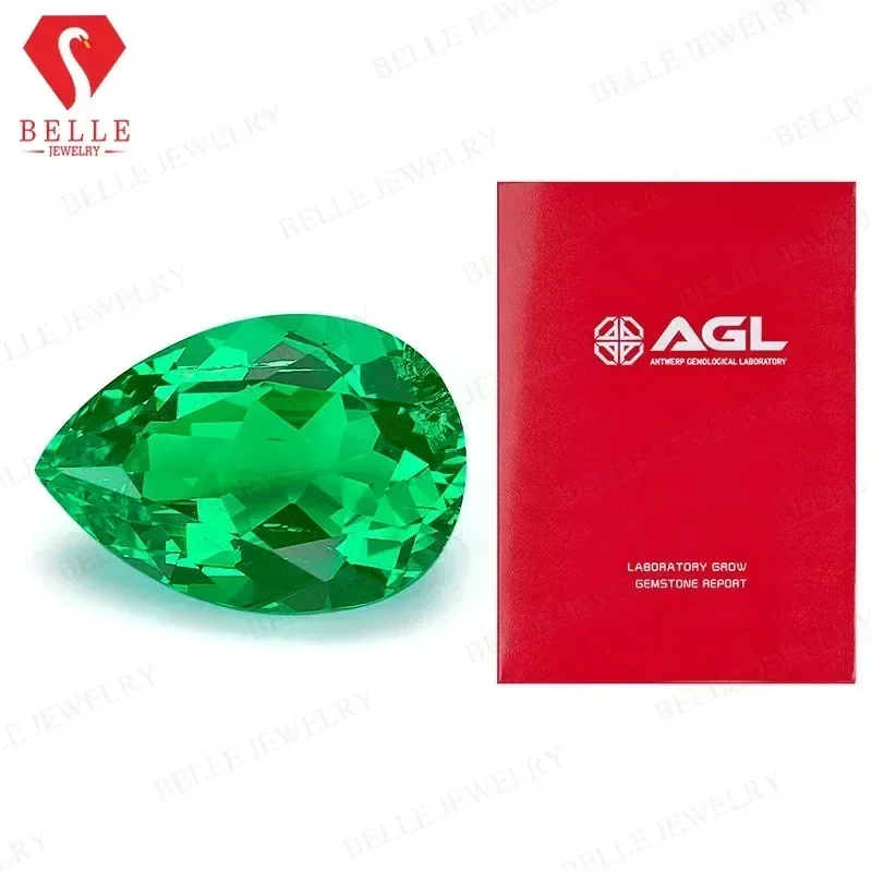 

NP Lab Grown Colombian Emerald Top Quality Pear Cut Hydrothermal Gemstone VVS1 Fine Jewelry Material Comes With AGL Certificate