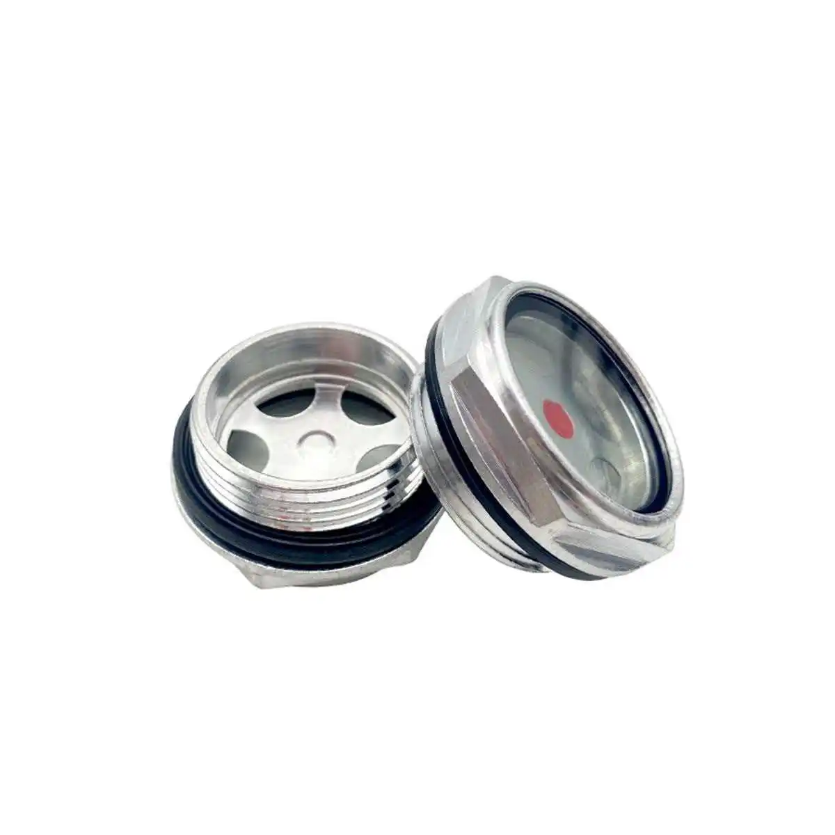 For XD/Zhongde/PuXu Vacuum Pump Aluminum Oil Sight Glass Aluminum Alloy Oil Window Liquid Level Mirror with Drain P
