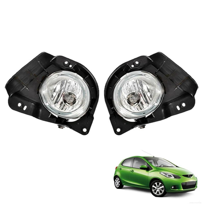 2Pcs Car Front Bumper Left Right Fog Lights Assembly Foglight With Bulb For Mazda 2 Demio 2007-2010 Hatchback