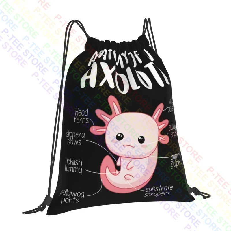 Anatomy Of An Axolotl Salamander Funny Cute Walking Fish Lizard Drawstring Bags Gym Bag Gym 3d Printing