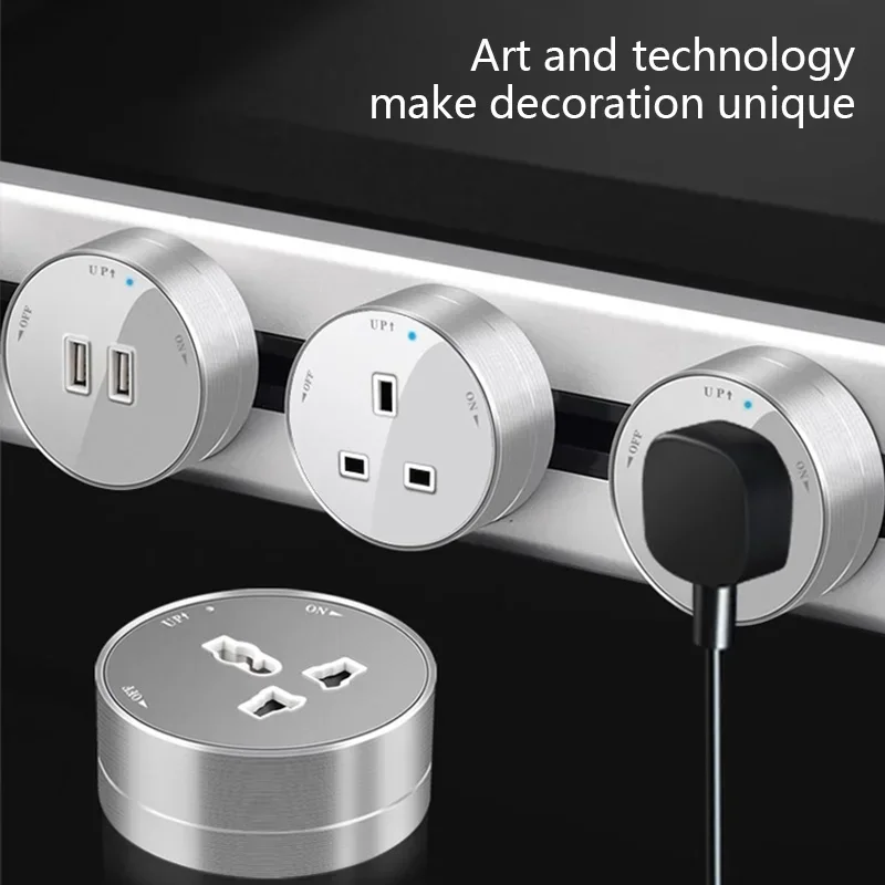 MODERN Track Socket Rail Wall Mounted Movable Sockets High End Home Appliance Power EU US UK Standard USB C Ports