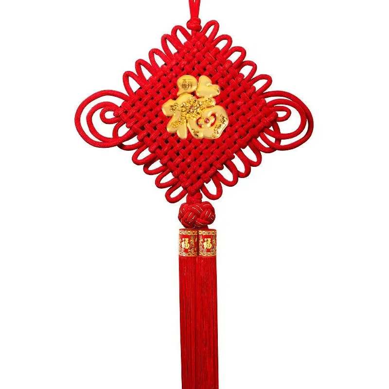 

DIY New Year Home Decor Handmade Weave Red Chinese Knot Tassels Blessing Happiness Hanging Ornament Spring Festival Wall Pendant