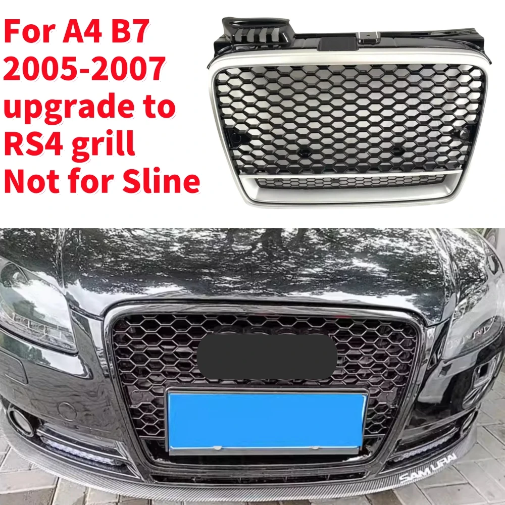 

Racing Grills Front Hood Grille Car Front Bumper Grill Center Grille for RS4 Grill for A4 B7 2005-2007（Not for Sline）