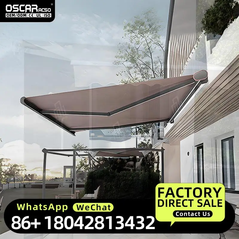 Hot Sale Retractable Patio Awning Outdoor Sun Shade Canopy for Backyard Sun Protection Retractable Awning