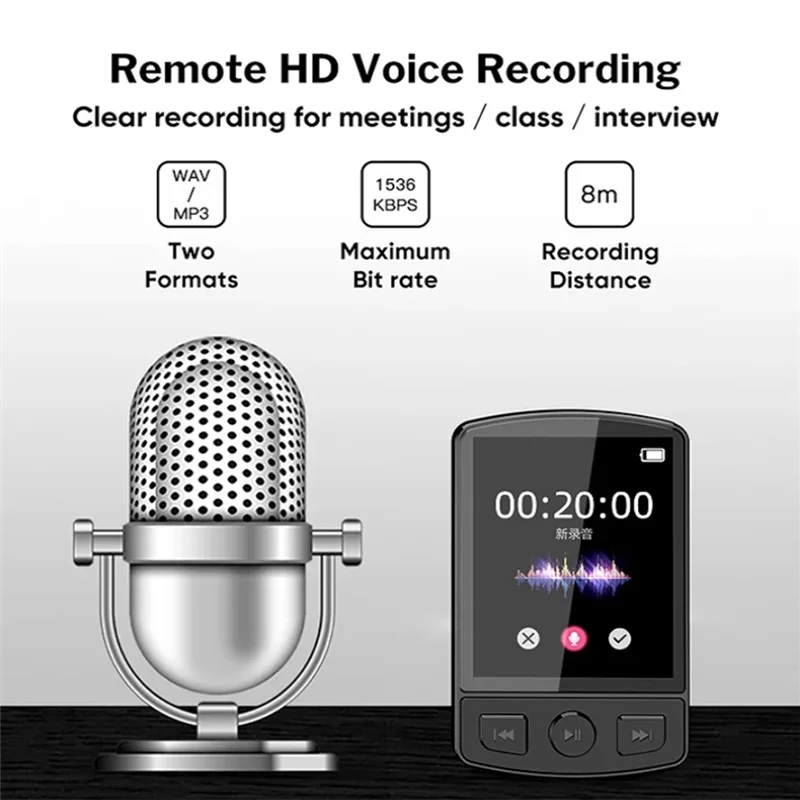 مشبك خلفي رياضي بلوتوث HFES MP3/MP4 لتسجيل الكتاب الإلكتروني وساعة منبه FM تدعم مشغل خارجي متعدد الوظائف، بدون ذاكرة سهل T