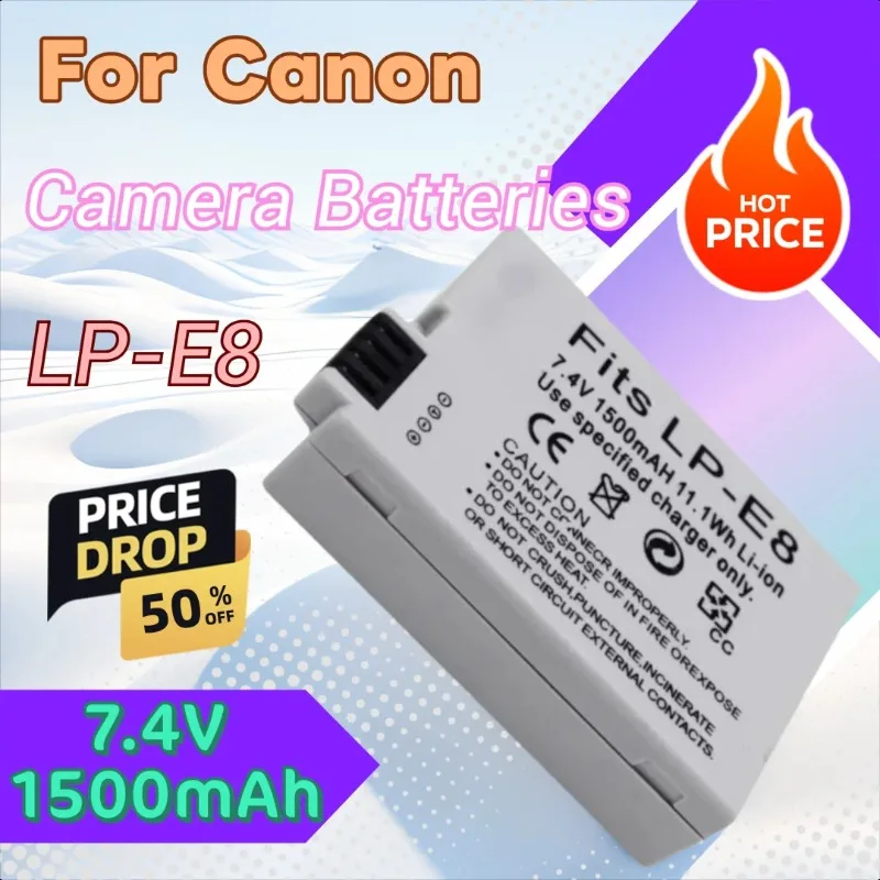 Nuevo 7,4 V 1500mAh LP-E8 LPE8 LPE8 baterías de cámara para Canon 650D 700D 550D 600D T2i T3i T4i T5i X4 X5 X6i X7i cámara DSLR