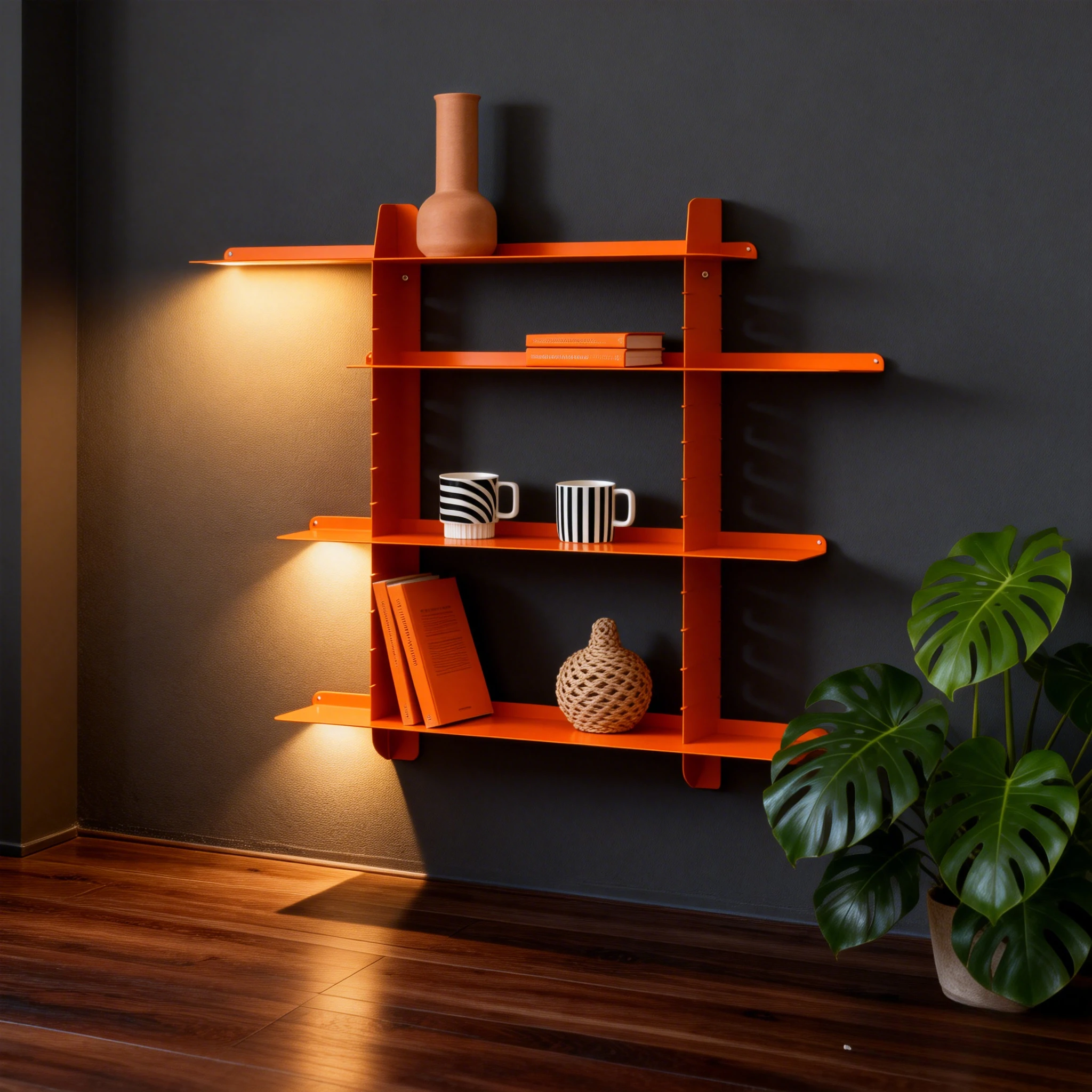 Industrial Adjustable Floating Shelf Wall Mounted Sliding Metal Magazine Rack Minimalist Bookshelf Living Room Decor