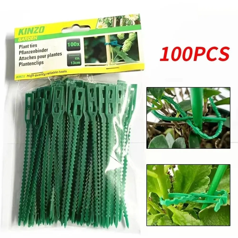 Adjustable Plant Cable Ties Flexible Sturdy Plant Support Clips Green Color 13cm Length Plant Twist Ties Vine Support