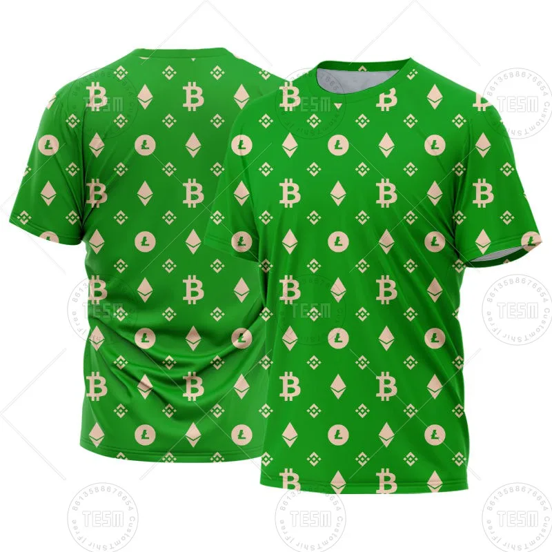 Bitcoin T-Shirt Ethereum Men Short Sleeve Crypto Shirt Casual Loose Sports Top Gift Clothing Couples Wear 3D Printed