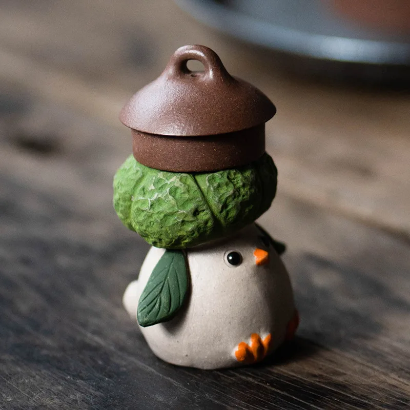 Purple Sand Tea Pet Chicken Decoration Bird Can Be Raised Creative Decoration Cauliflower Penguin Rookie Tea Play Accessories