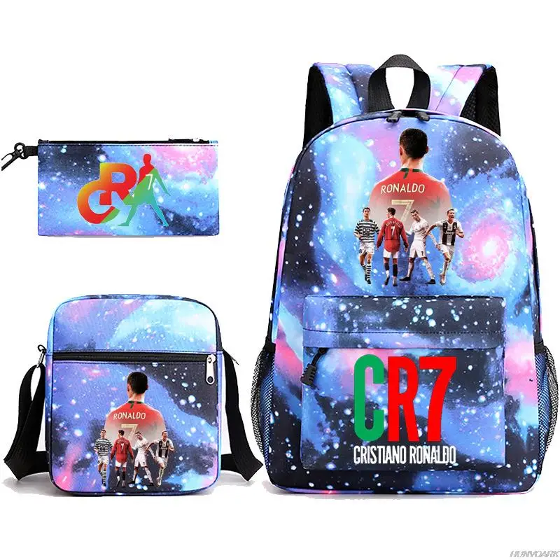 New CR7 Backpack Trendy Sports Boys Girls Travel Student SchoolBag Male Female College Backpack Men Women Laptop Mochilas 3pcs