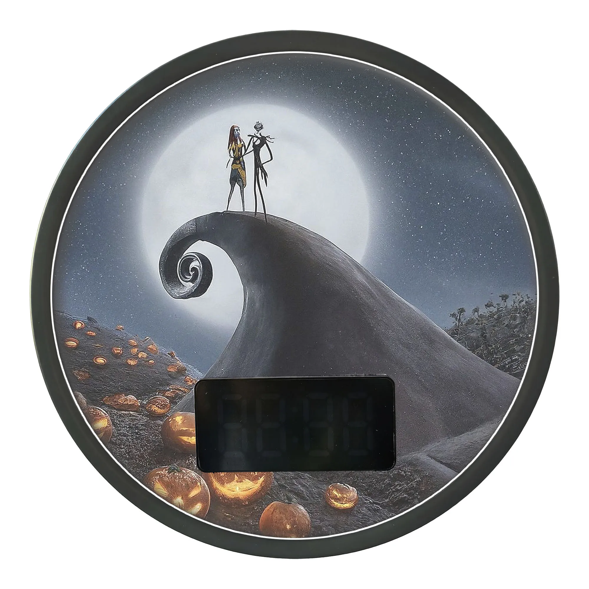 Spooky Moon Night Luminous Glow Night Light Wall Clock Digital Time Display Halloween Pumpkin Home Decor LED Digital Wall Clock