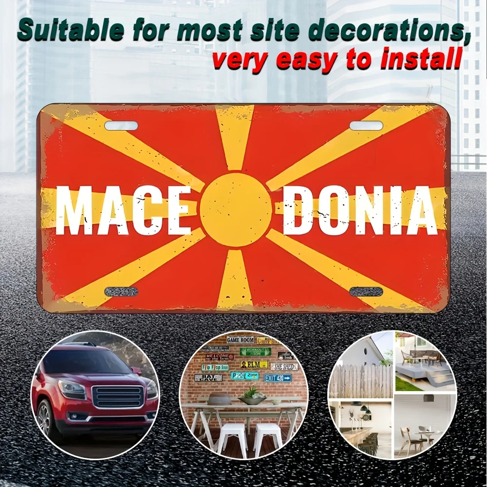 Vintage Aluminum Macedonia Decorative Plaque,  Wall Hanging Art for Home, Room, Restaurant, Bar, Cafe, Garage - Multifunctional